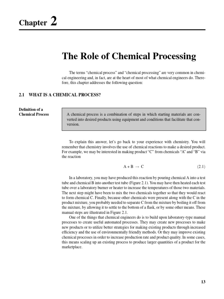 Capítulo 2 - The Role of Chemical Processing | PDF | Chemical Reactor ...