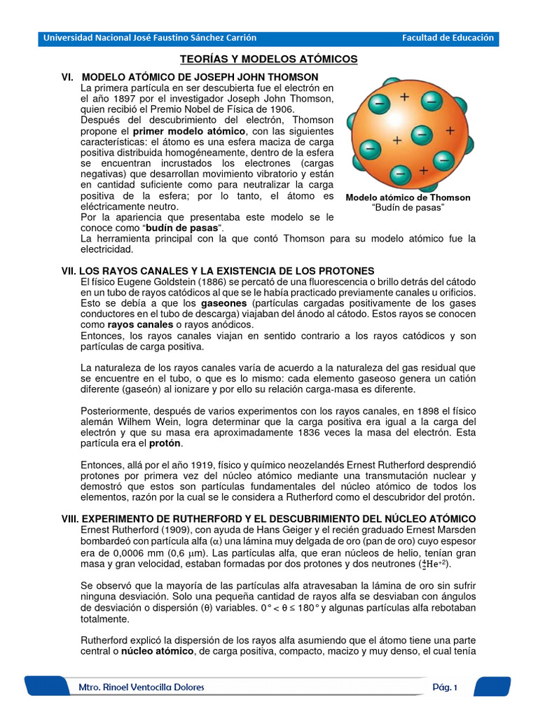 Clase 02 Teorías Y Modelos Atómicos Ii Clases Pdf Núcleo
