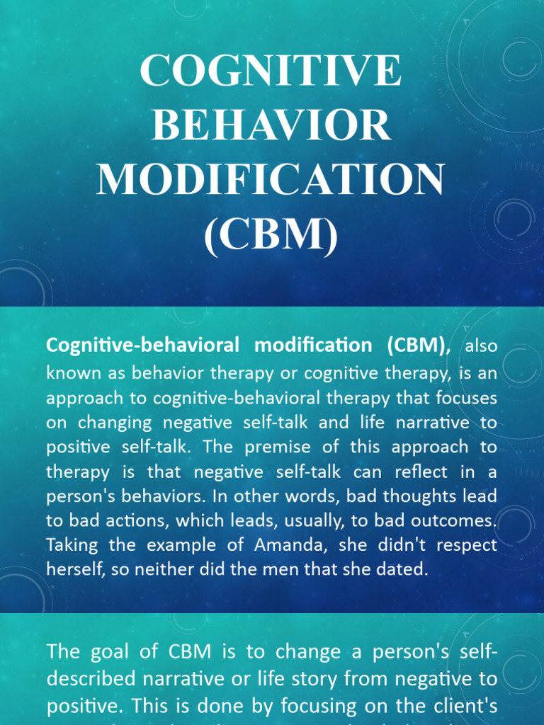 Cognitive Behavior Modification | PDF | Cognitive Behavioral Therapy ...