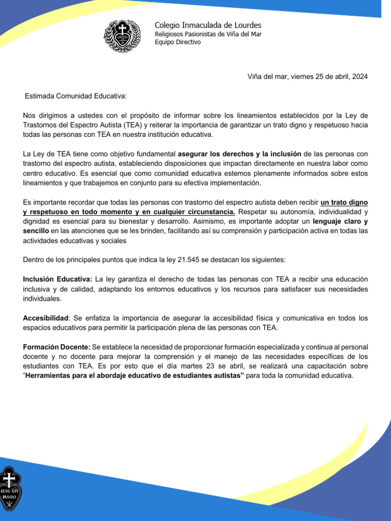 Circular Ley Tea | Descargar gratis PDF | Espectro autista | Accesibilidad