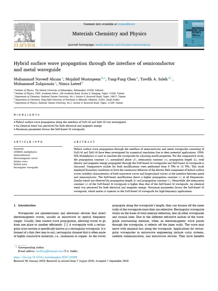 Hybrid Surface Wave Propagation Through The Interface of Semiconductor ...