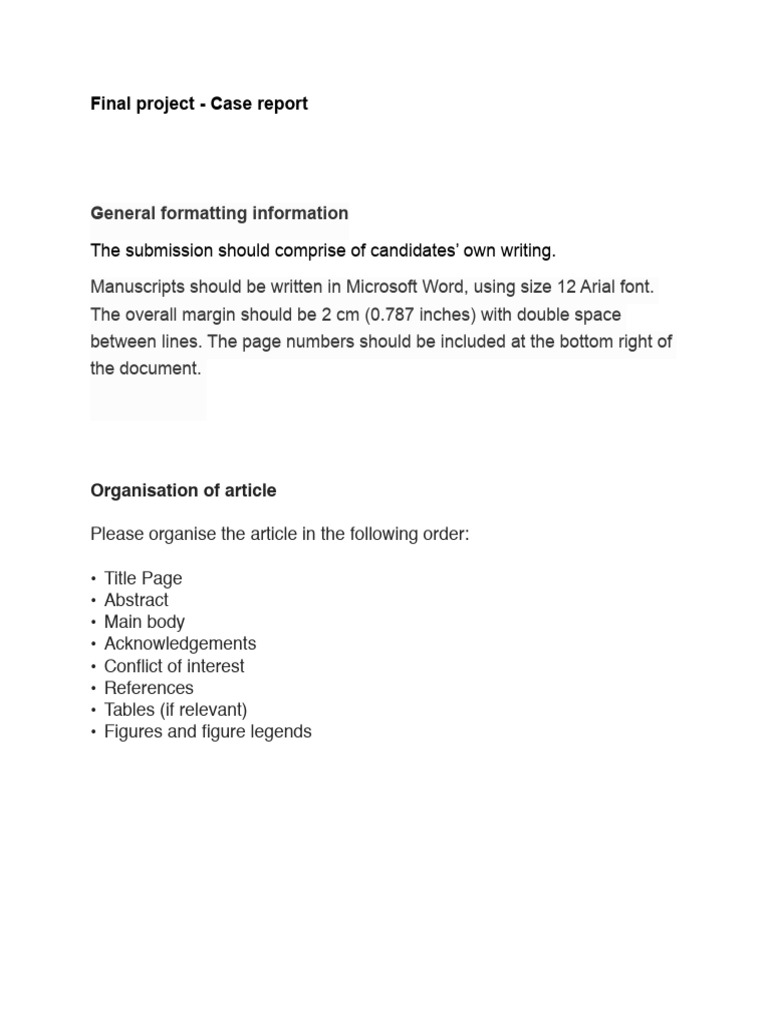 Case Report - Instructions | PDF | Informed Consent | Abstract (Summary)