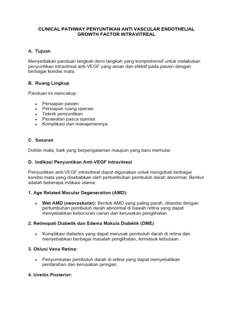 Panduan Injeksi Anti-VEGF Intravitreal | PDF