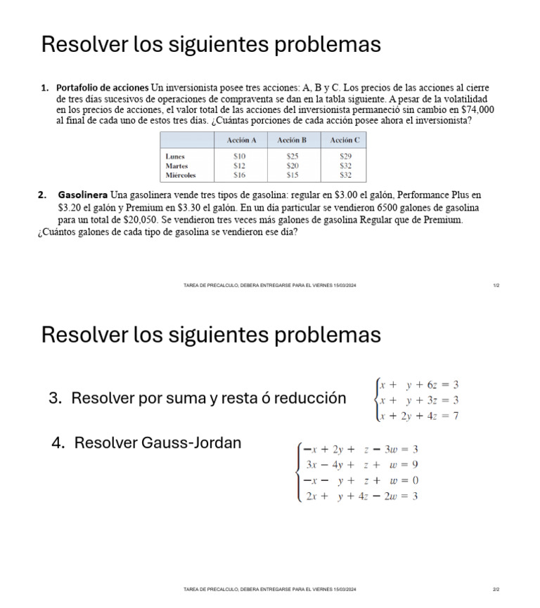 Resolver Los Siguientes Problemas | PDF