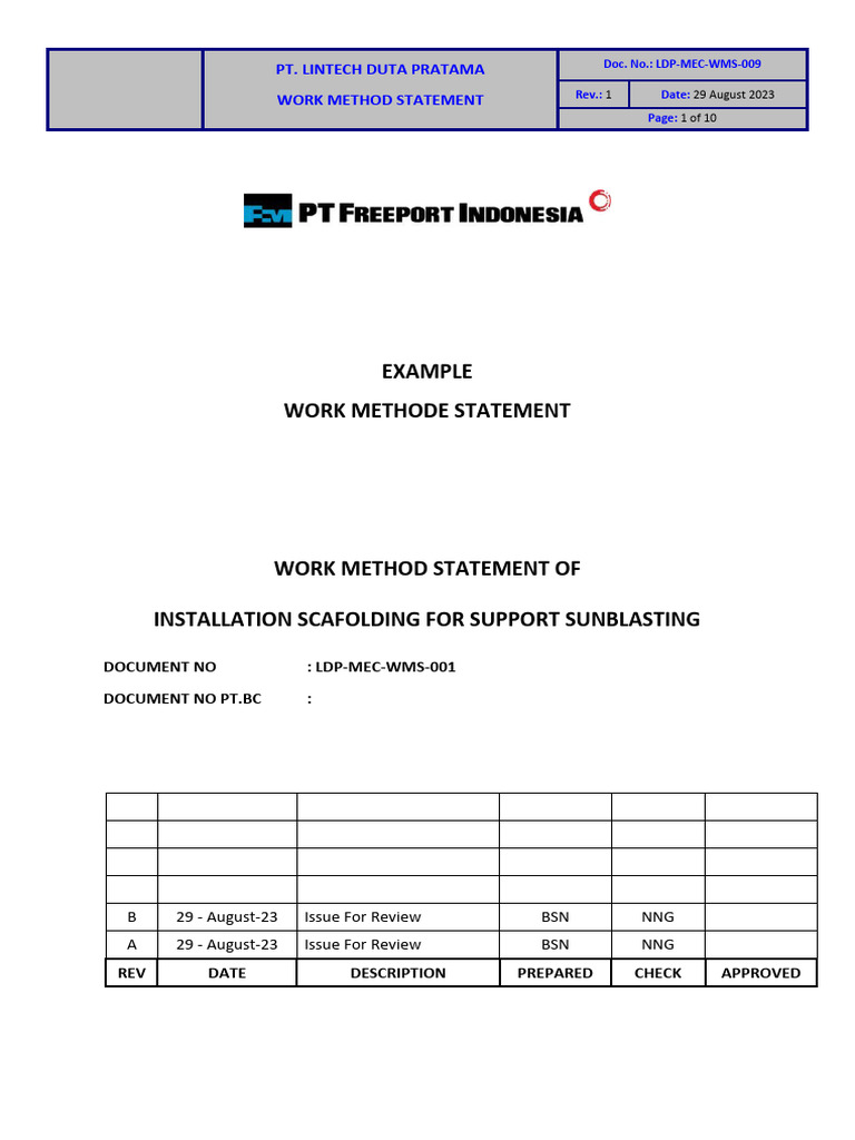 Work Method Statement for Conveyor Installation | PDF | Personal ...