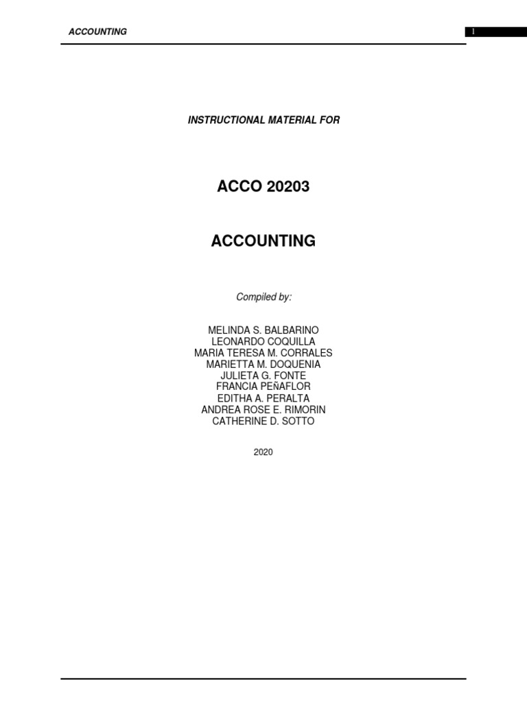 ACCO 20203: Introduction to Accounting | PDF | Accounting ...