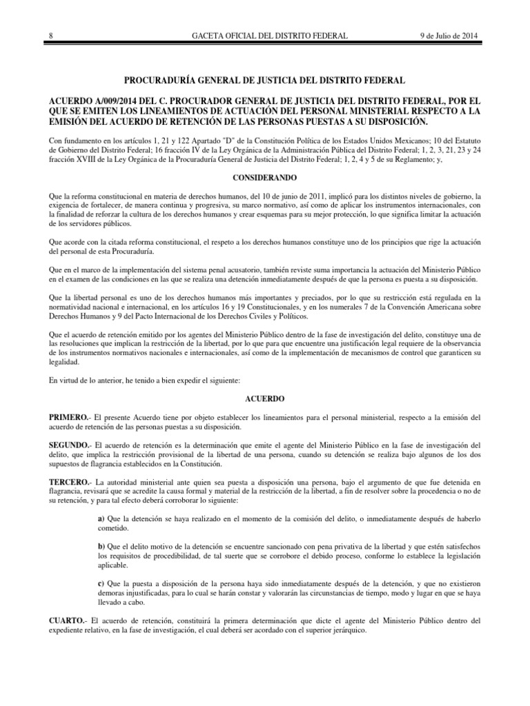 Lineamientos sobre Retención Ministerial | PDF | Detención