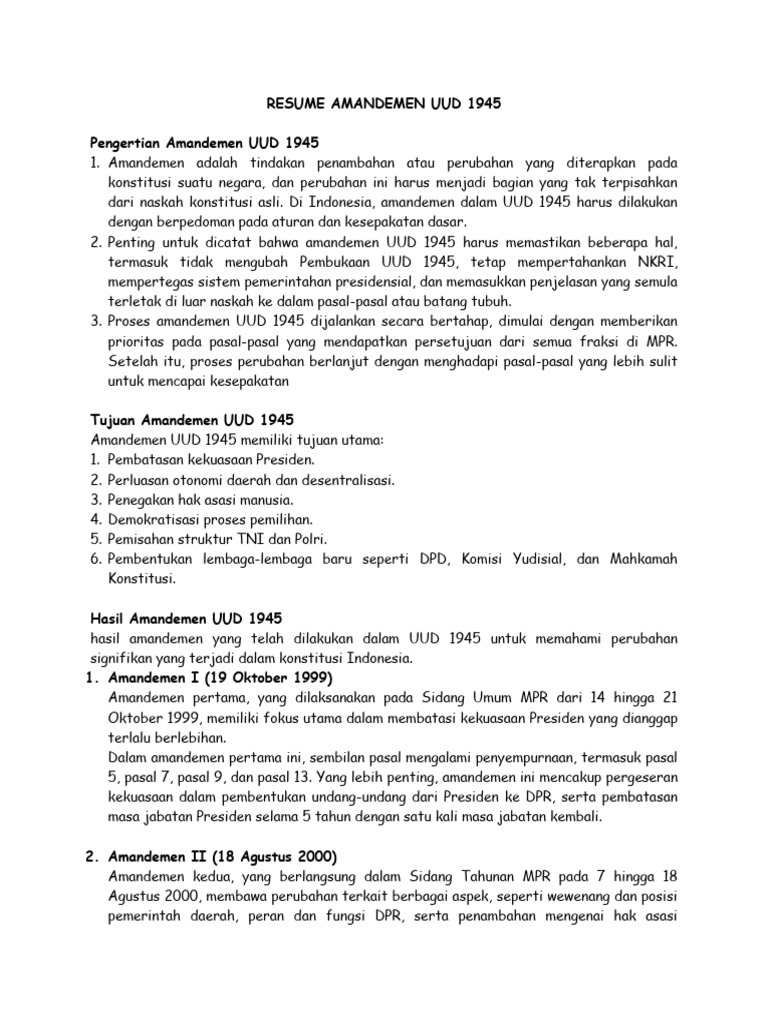 Fokus Amandemen UUD 1945 | PDF