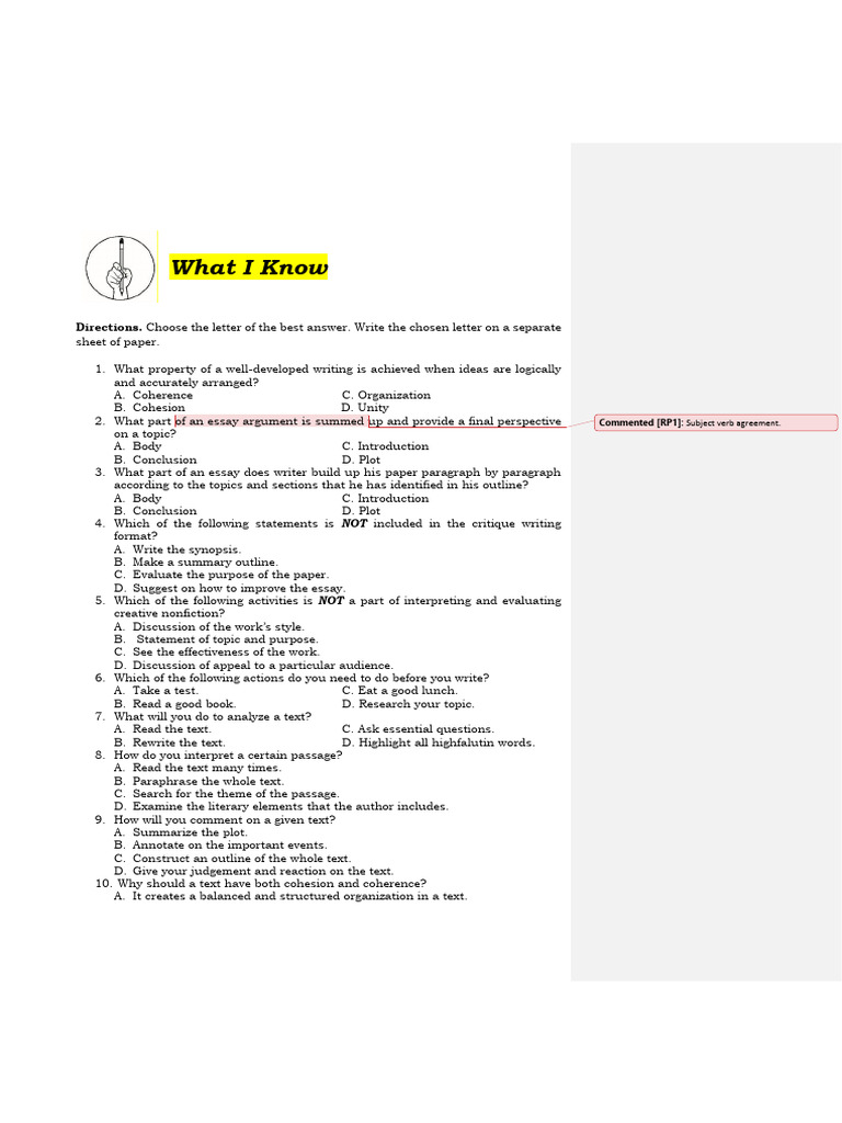 Quarter 4 Activity Sheet 2 Humss Creativenonfiction Q4 Mod6 W34