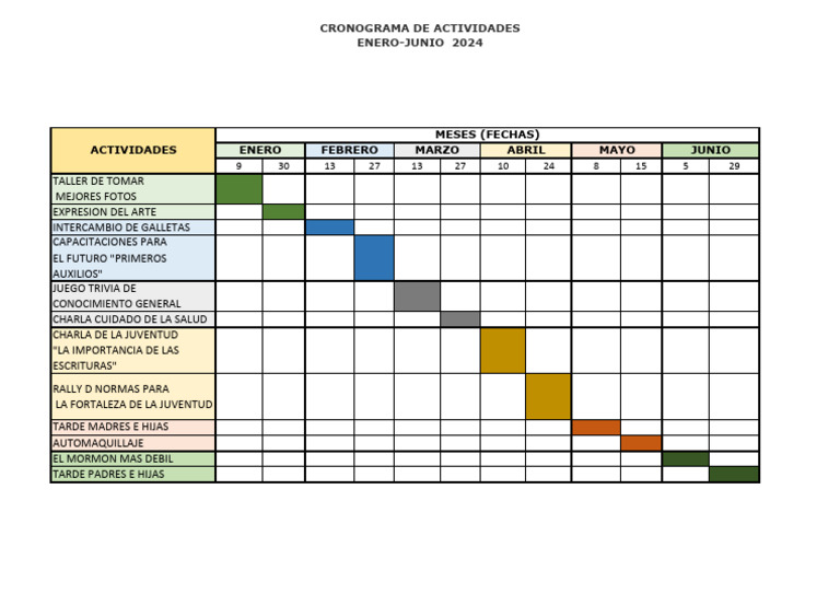 Cronograma Actividades Enero-Junio 2024 | PDF