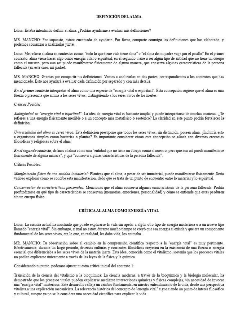 Definición y Crítica del Alma | PDF | Mente | Alma