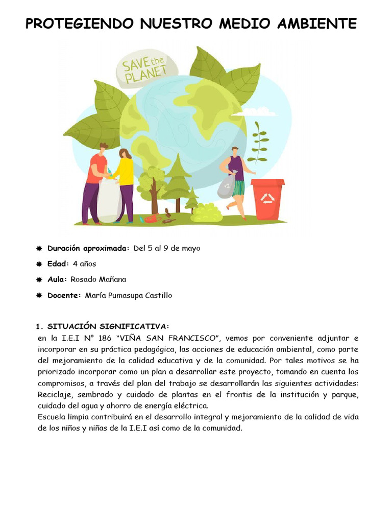 Proyecto 11 CUIDANDO EL MEDIO AMBIENTE | Descargar gratis PDF ...