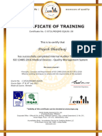 ISO 13485 2016 Internal Auditor Certificate - Prajesh Bhardwaj