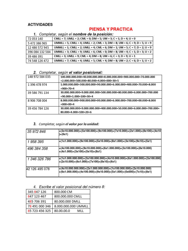 ACTIVIDADES Matematica Jesus | PDF