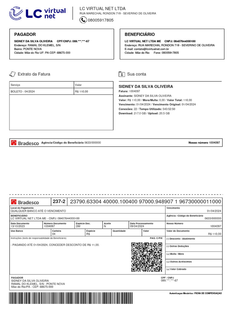 Pagador Benefici rio Pagador Benefici rio LC Virtual Net Ltda PDF 