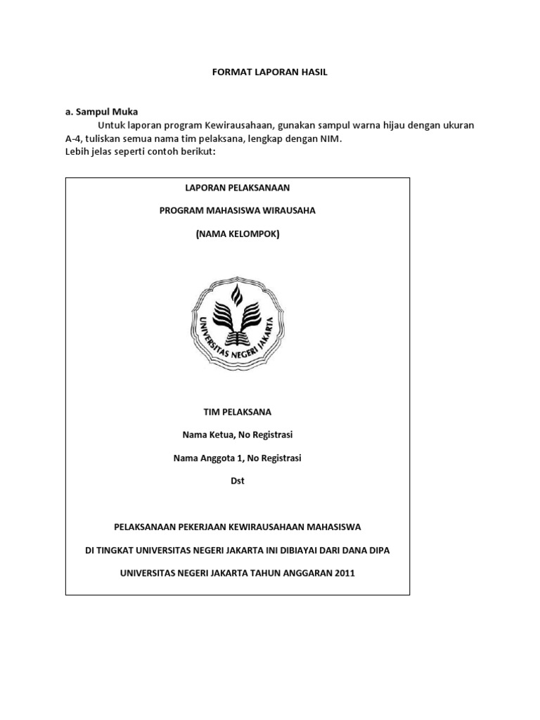 Format Laporan Hasil