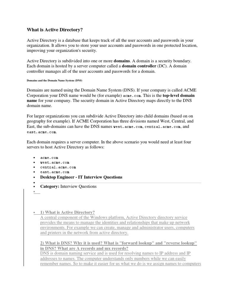 Understanding Active Directory Basics | PDF | Ip Address | Domain Name ...