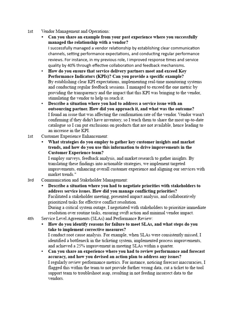 Vendor Management Interview Insights | PDF | Performance Indicator ...