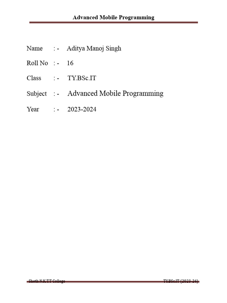 Advanced Mobile Programming Guide | PDF | Android (Operating System ...