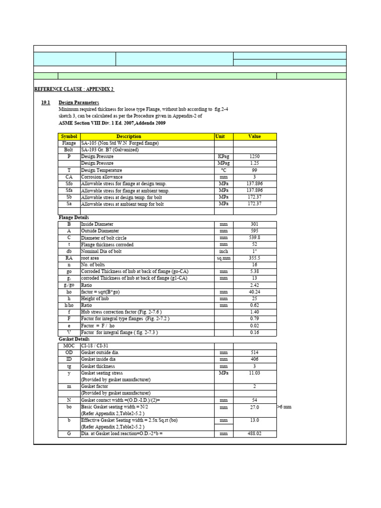 Flange Thickness Calculation Guide | PDF | Pipe (Fluid Conveyance ...