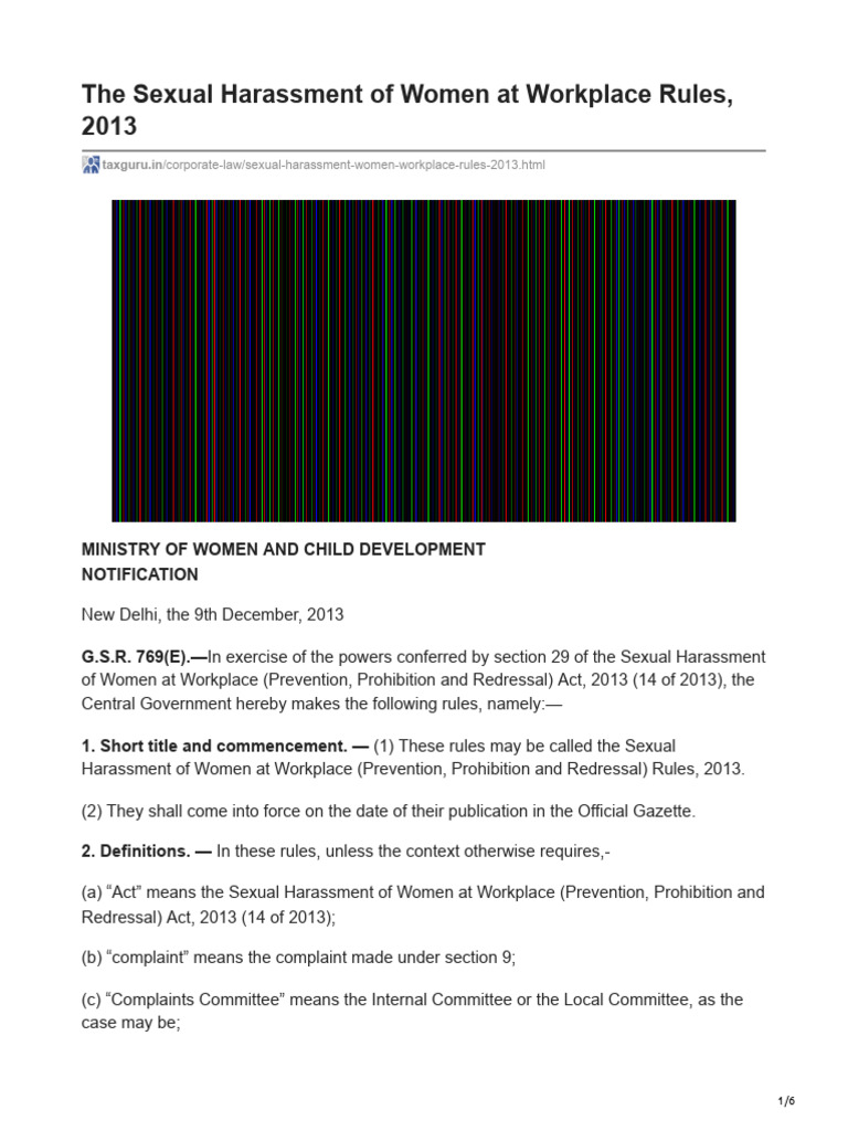 Posh Rules 2013: Workplace Guidelines | PDF | Sexual Harassment | Complaint