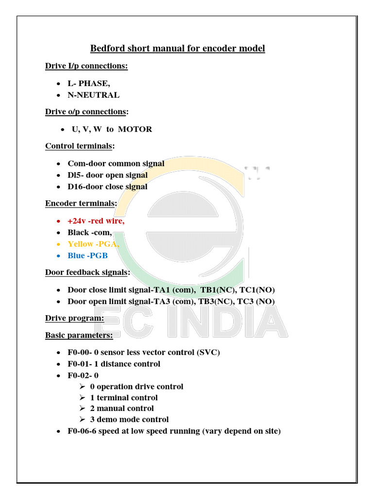Encoder Model Manual for Door Control | PDF | Computer Engineering ...