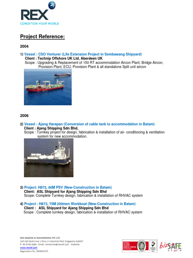 Rex Marine Engineering Project Overview | PDF | Shipping | Water Transport