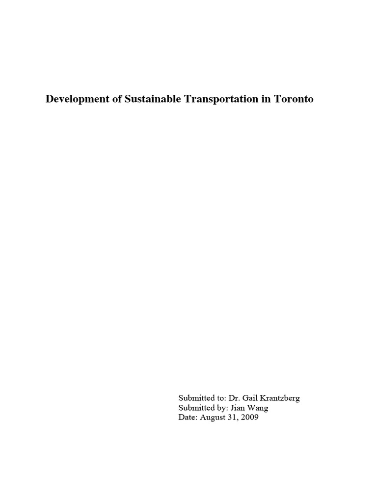 Sustainable Transportation in Toronto | PDF | Transport | Sustainability
