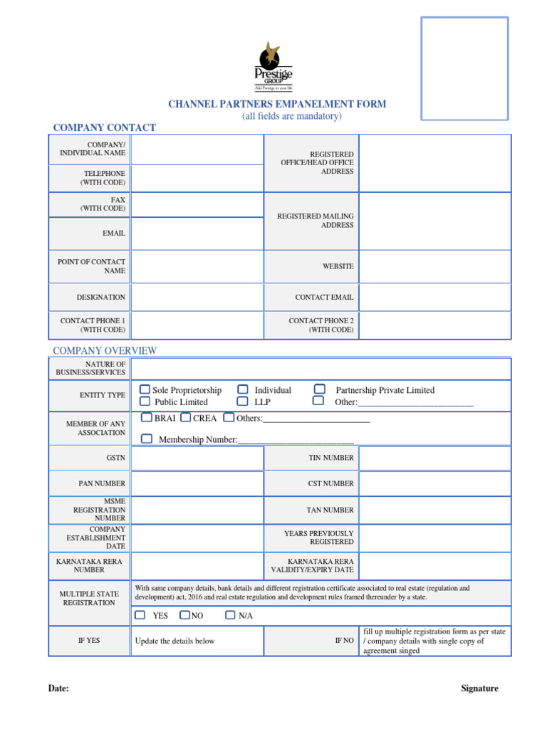 Prestige Channel Partner Registration Form | PDF | Payments | Receipt