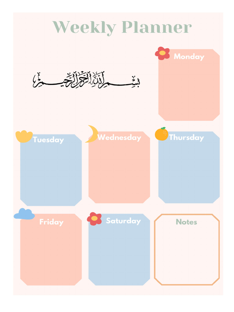 Weekly Planner Template - PNG | PDF