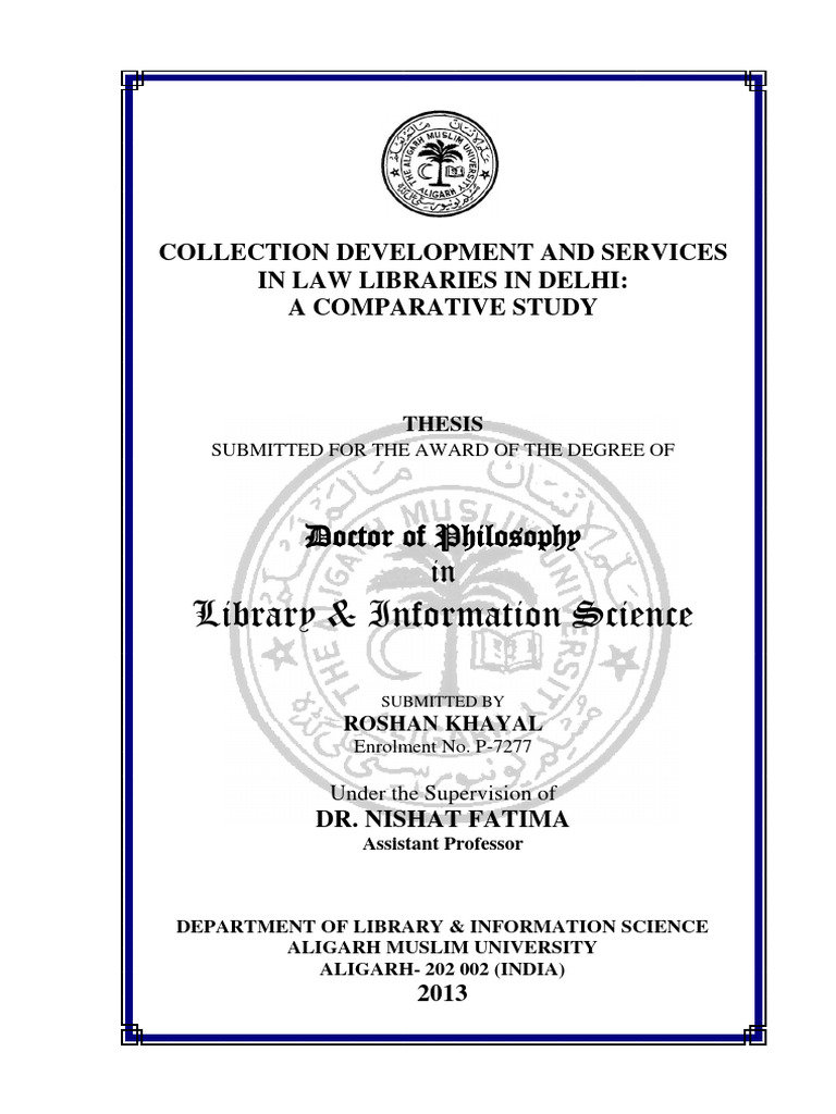 Library & Information Science: Doctor of Philosophy in | PDF ...