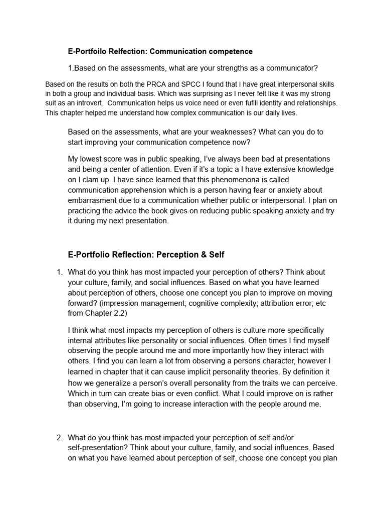 E portfoilo assignments pdf interpersonal communication communication