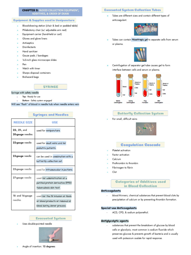 Essential Phlebotomy Equipment Guide | PDF | Coagulation | Blood Plasma