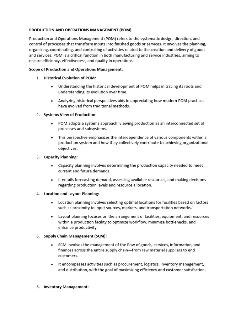 Overview of Production and Operations Management | PDF | Supply Chain ...