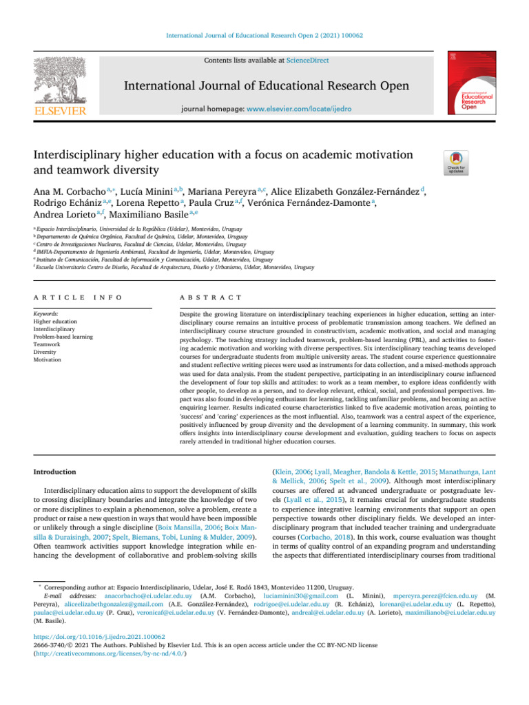 Interdisciplinary Higher Education Insights | PDF | Interdisciplinarity ...