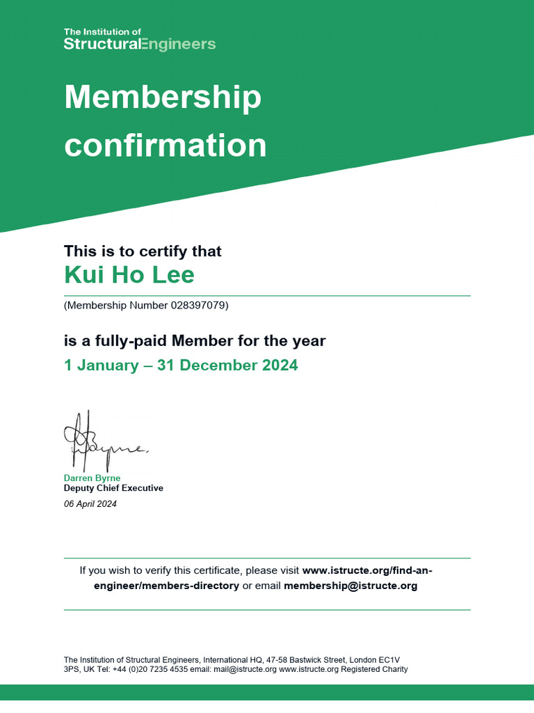 2024 Membership Confirmation Certificate | PDF