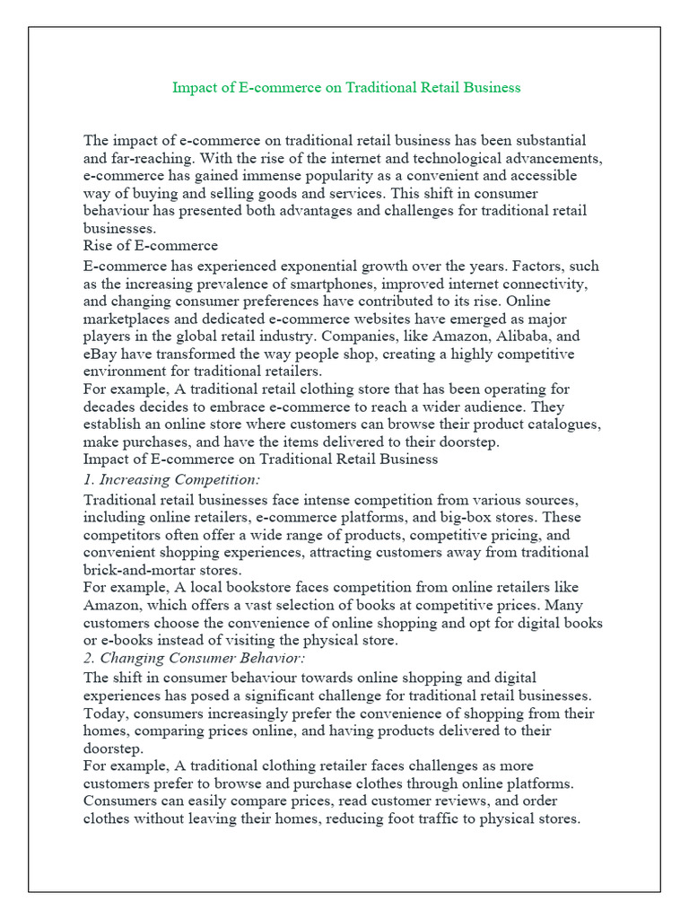 E-commerce's Impact on Traditional Retail | PDF | E Commerce | Retail