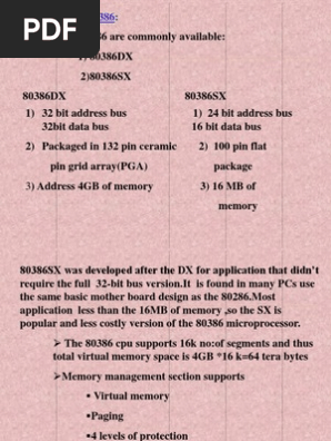 80386 Microprocessor Overview | PDF