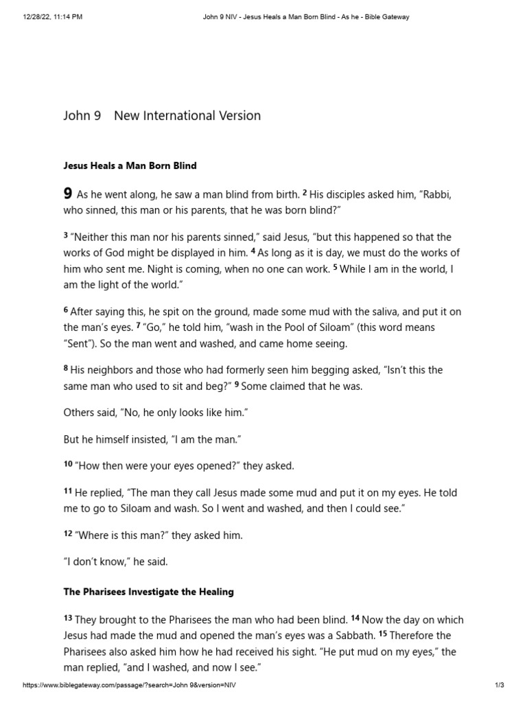 John 9 niv jesus heals a man born blind as he bible gateway