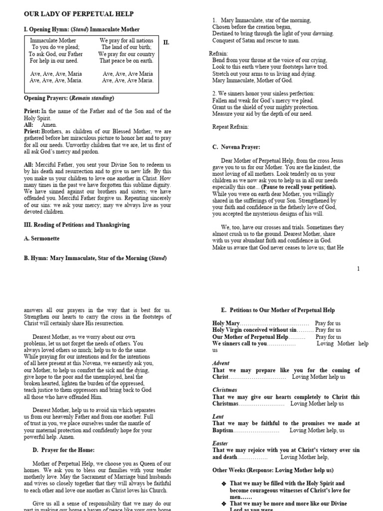 PERPETUAL HELP NOVENA | PDF | Mary, Mother Of Jesus | Eucharist