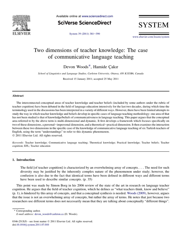 Two dimensions of teacher knowledge The case | PDF | Knowledge | Concept