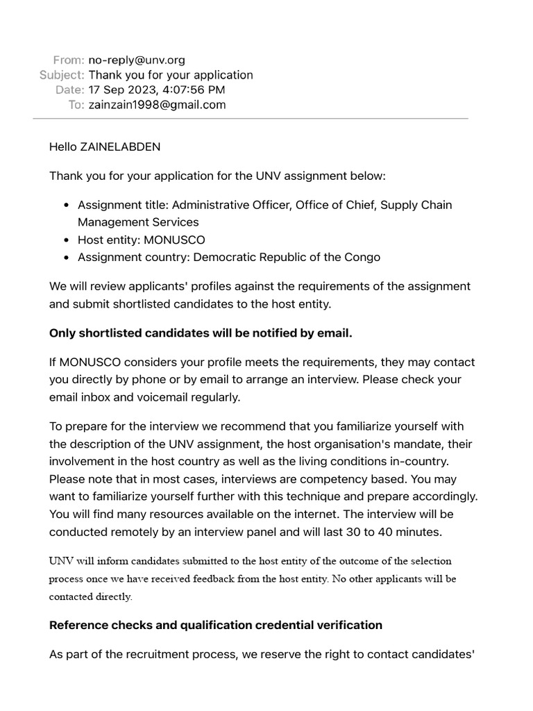 Thank You for Your Application PDF