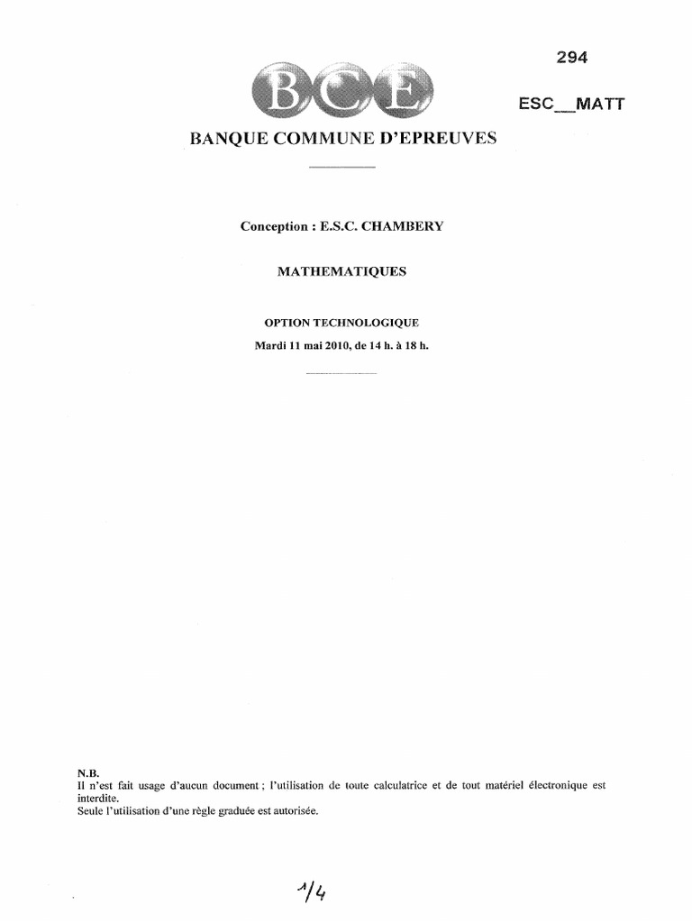 Cpge BCE Math | PDF