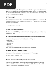 Short Questions Answers HTML