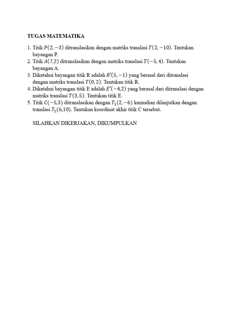 Translasi Titik dalam Matematika | PDF | Metode & Bahan Ajar | Sains ...