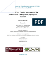 Flow and Water Quality Assessment of The Jordan Creek Underground, Springfield, Missouri