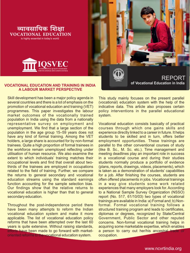 Vocational Education in India: A Labour Market Study | PDF | Vocational ...