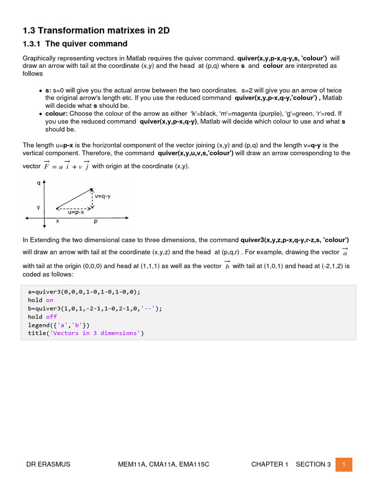 C1 Sec 3 | PDF | Cartesian Coordinate System | Matrix (Mathematics)