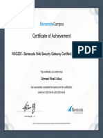 Certificate of Achievement: WSG200 - Barracuda Web Security Gateway Certified Product Specialist
