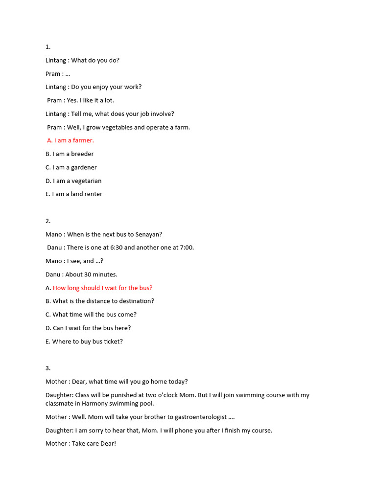 Soal Conversation Pdf Foreign Language Studies